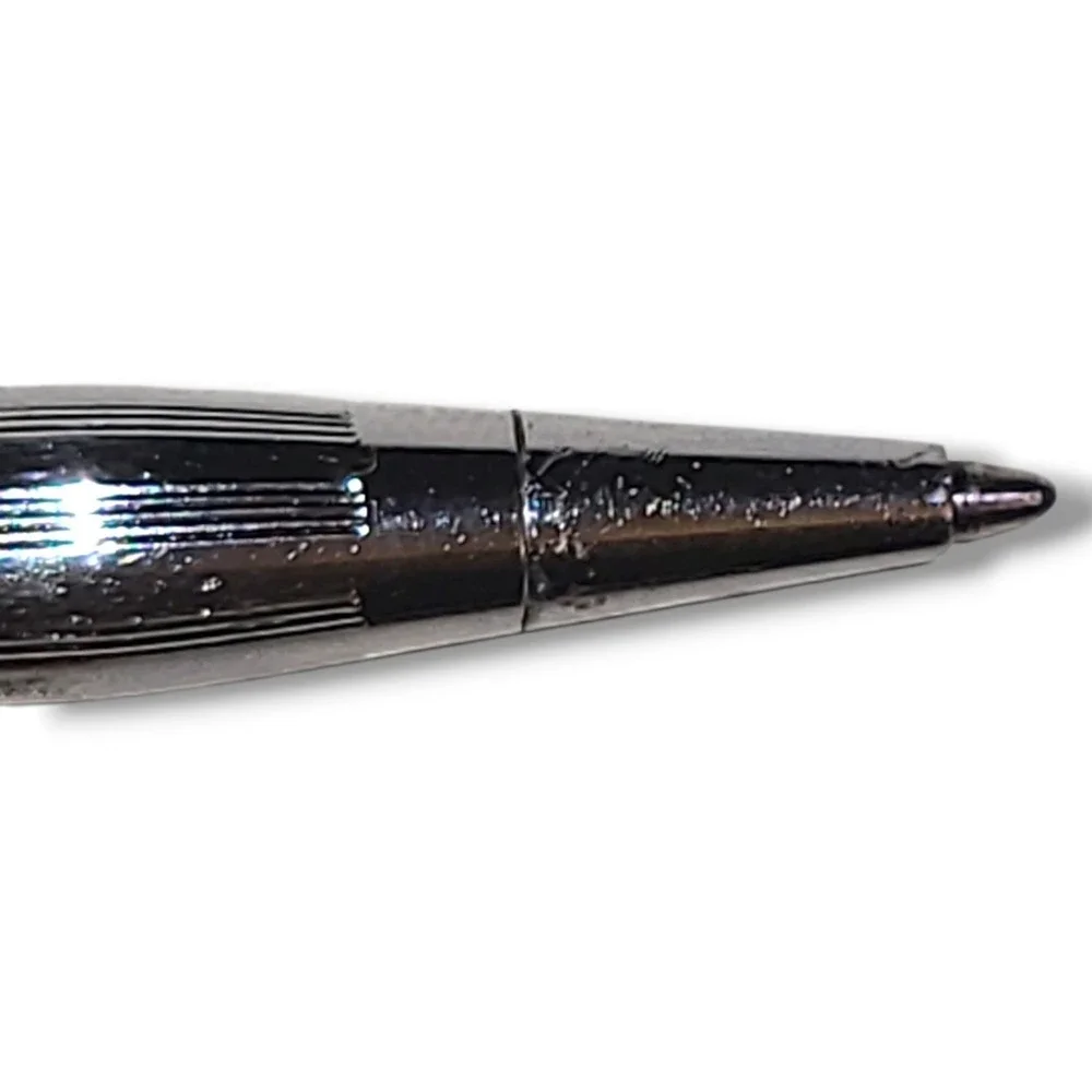 Cross Chrome Ballpoint Pen Blue Ink Working Twist Action‎ Engraved Gregg Martin